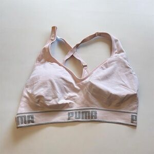 PUMA Women's Blush Pink Bra with Gray Band